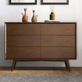 thumbnail image 2 of Allora Mid-Century Modern 6-Drawer Dresser Solid Wood in Brown, 2 of 6