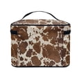 thumbnail image 4 of HELLHERO Portable Makeup Cosmetic Bag Organizer Travel Cosmetic Bag Brush Holders Portable and Durable With Zipper & Handle Brown Cow Print Pattern, 4 of 6