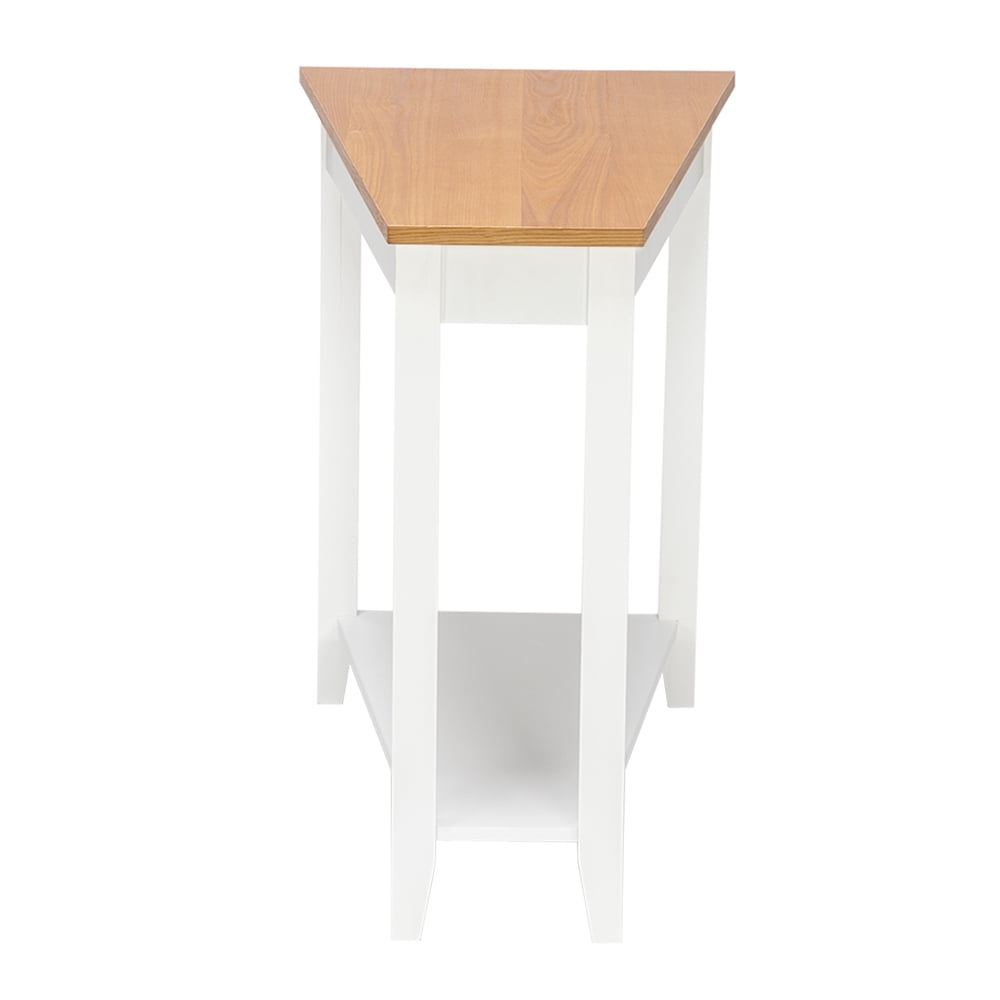Lowestbest Sofa Side Table, End Table with Storage Shelf, Simple and Irregular, Walnut Color