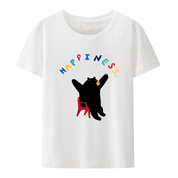 Camisetas de anime con estampado de felicidad, camisetas transpirables, divertidas, ajustadas, góticas, estampadas, camisetas gráficas de ocio, camisetas creativas hipster