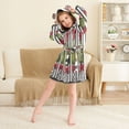 thumbnail image 3 of FORMRS Niños Bathrobe Unisex Hooded Robe Soft Plush Pajamas Sleepwear, Size 10-12T, Black Striped Trees, 3 of 7