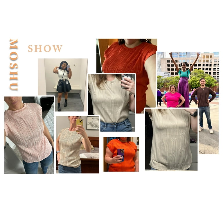 MOSHU Textured Chic Womens Tops, Basic Tee Shirts Cap Sleeve MOSHU Textured Chic Womens Tops, Basic Tee Shirts Cap Sleeve