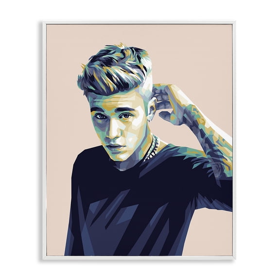 Stupell Industries Modern Justin with Subtle Hues White Framed Giclee Art, 24 x 30, by Birch&Ink