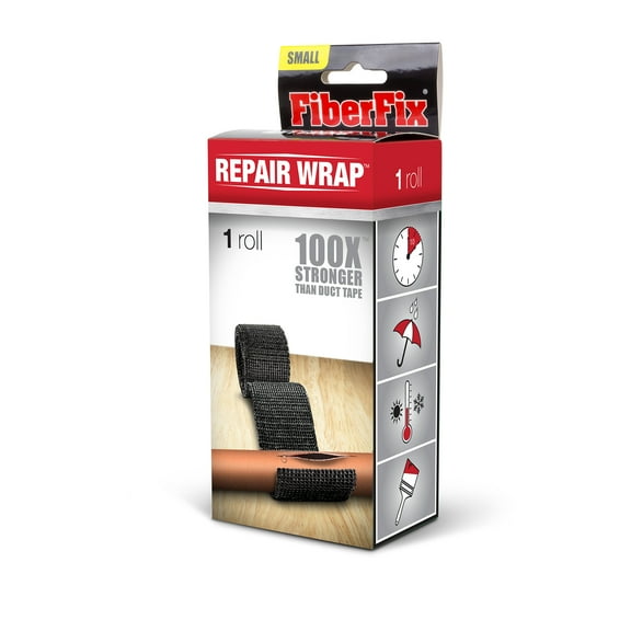 FiberFix Permanent Waterproof Repair Wrap Roll, Black, Small, 1" x 40"