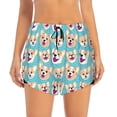 thumbnail image 2 of Gukieu Cute Corgi Head Print Women's Sports Shorts with Drawstring Elastic Waistband for Running, Yoga, Fitness-Small, 2 of 7