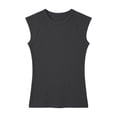 thumbnail image 6 of Oiangi Tank Top Women Crew Neck Ribbed Knit Sleeveless Shirts Casual Dressy Going Out Tanks Dark Gray 2XL, 6 of 7