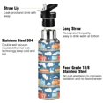 thumbnail image 3 of Yayeee 33oz Insulated Water Bottle Double Wall Stainless Steel with Flip Straw Lid, Blue Cute Train Pattern, 3 of 7