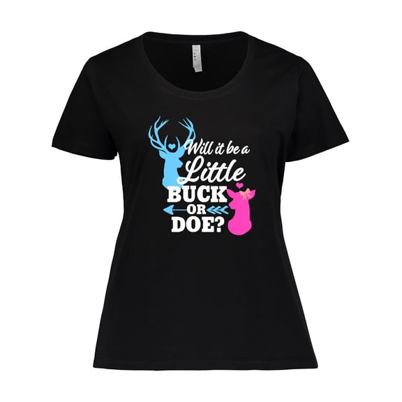 Inktastic Gender Reveal Will it be a Little Buck or Doe? Women's Plus Size T-Shirt