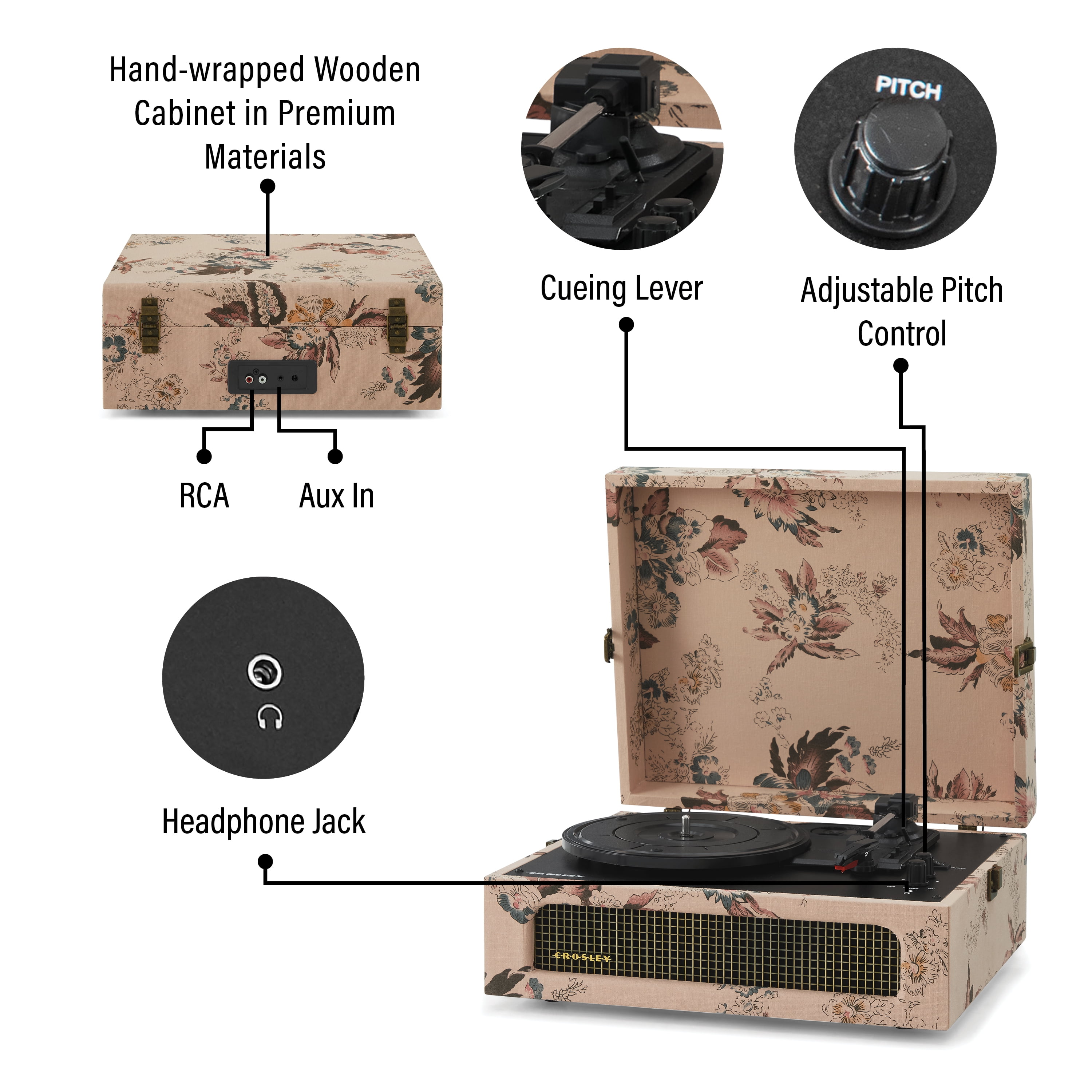 Crosley - Tocadiscos Crosley Voyager Bluetooth Doble - Tan