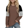 thumbnail image 5 of Efsteb Kids Girls Shirts Loose Casual Patchwork Long Sleeve Tops Round Neck Raglan Sleeve Tops Fashion Comfy Cute Tops Print Blouses (Coffee,7 Years), 5 of 6