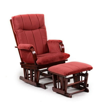 UPC: 0813261019243 | Artiva Home Deluxe Marsala Super Soft Microfiber and Cherry Wood Glider and Ottoman set