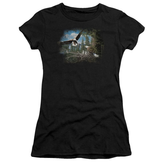 Wildlife - Spring Bald Eagles - Juniors Teen Girls Cap Sleeve Shirt - Large