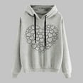thumbnail image 2 of Moxiu Hoodies for Women Trendy Heart Print Long Sleeve Drawstring Pullover Tops Oversized Casual Sweatshirts with Pocket 2025 Gray,M, 2 of 3