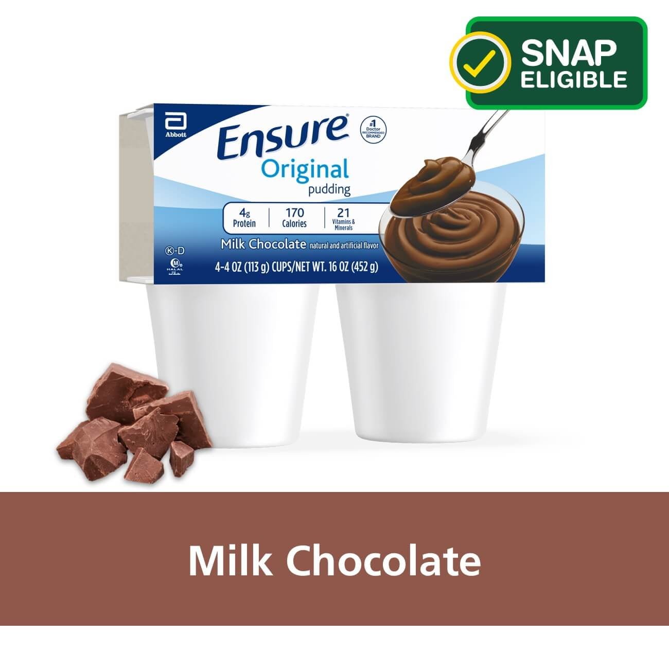 Ensure Pudding, Creamy Milk Chocolate, 4Ounce Cup, 4 Count
