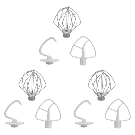 

3X K45DH Dough Hook K45B Coated Flat Beater K45WW Wire Whip Fit for Stand Mixer with 4.5Qt 5 Qt Bowl for Kitchen Aid