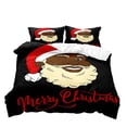 thumbnail image 2 of LUVIVIHOME 3PCS African American Santa Claus Christmas Duvet Cover Queen Bedding Set, Boys Girls Kids Bedding, Funny Winking Black Santa Holiday Xmas Gifts Black Comforter Quilt Cover, 2 Pillow Shams, 2 of 7
