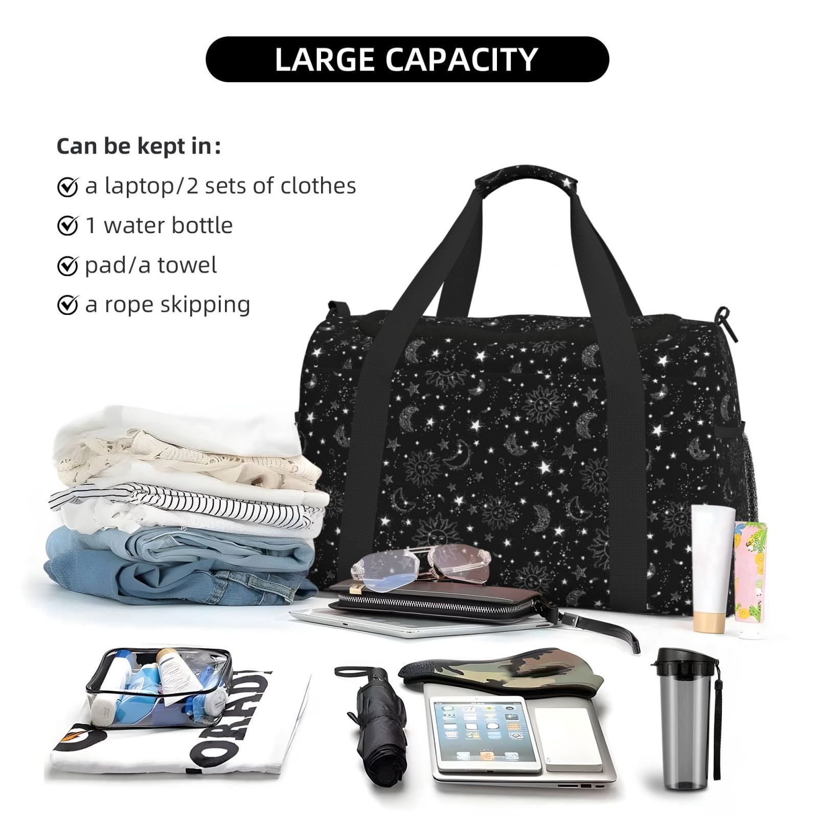 Fuzoiu Space Galaxy Print Travel Duffle Bag,Carry On Tote Bags,Duffel Bag,Sport Gym Bag, Hospital Bag for Labor and Delivery, Overnight Bag,Luggage Bag