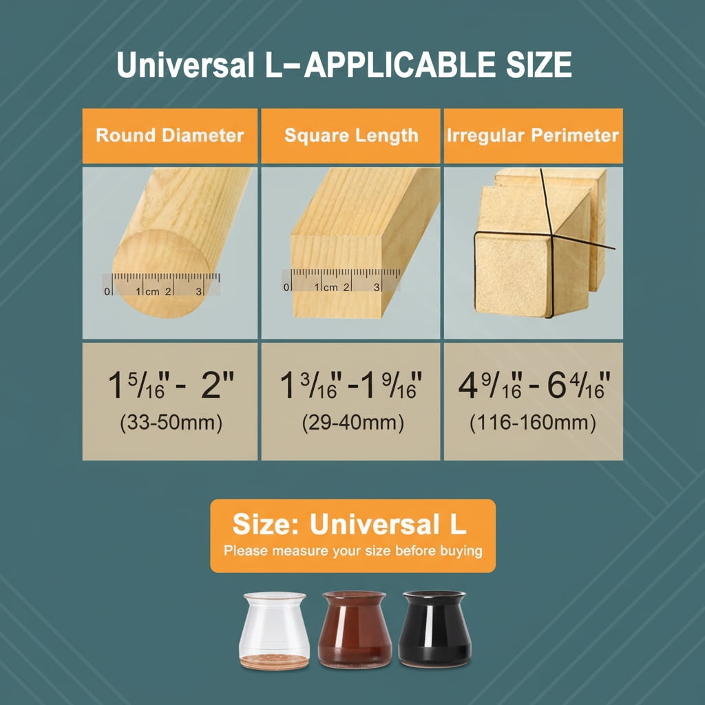 Silicone Chair Leg Floor Protectors with Felt Pads for Hardwood Floors Clear Furniture Leg Caps for Round and Square Legs 24 Count
