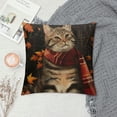 thumbnail image 2 of PHYHOO Fall Cat Pillow Covers Autumn Maple Leaf Black Background Throw Pillows Thanksgiving Outdoor Decorative Pillow Case Square Linen Cushion Covers Farmhouse Decor for Home Couch Sofa Bed, 2 of 5