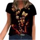 thumbnail image 1 of Blusa de camiseta informal con estampado de manga corta y cuello en V de verano para mujer a la moda Fridja  bn5809, 1 of 5
