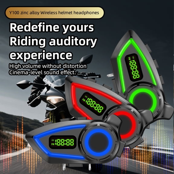 Helmet Bluetooth headset, cool lights, AI voice control, FM radio, noise-canceling calls, sweat and water resistant, compatible with most helmets, an essential for outdoor cycling (single, black)