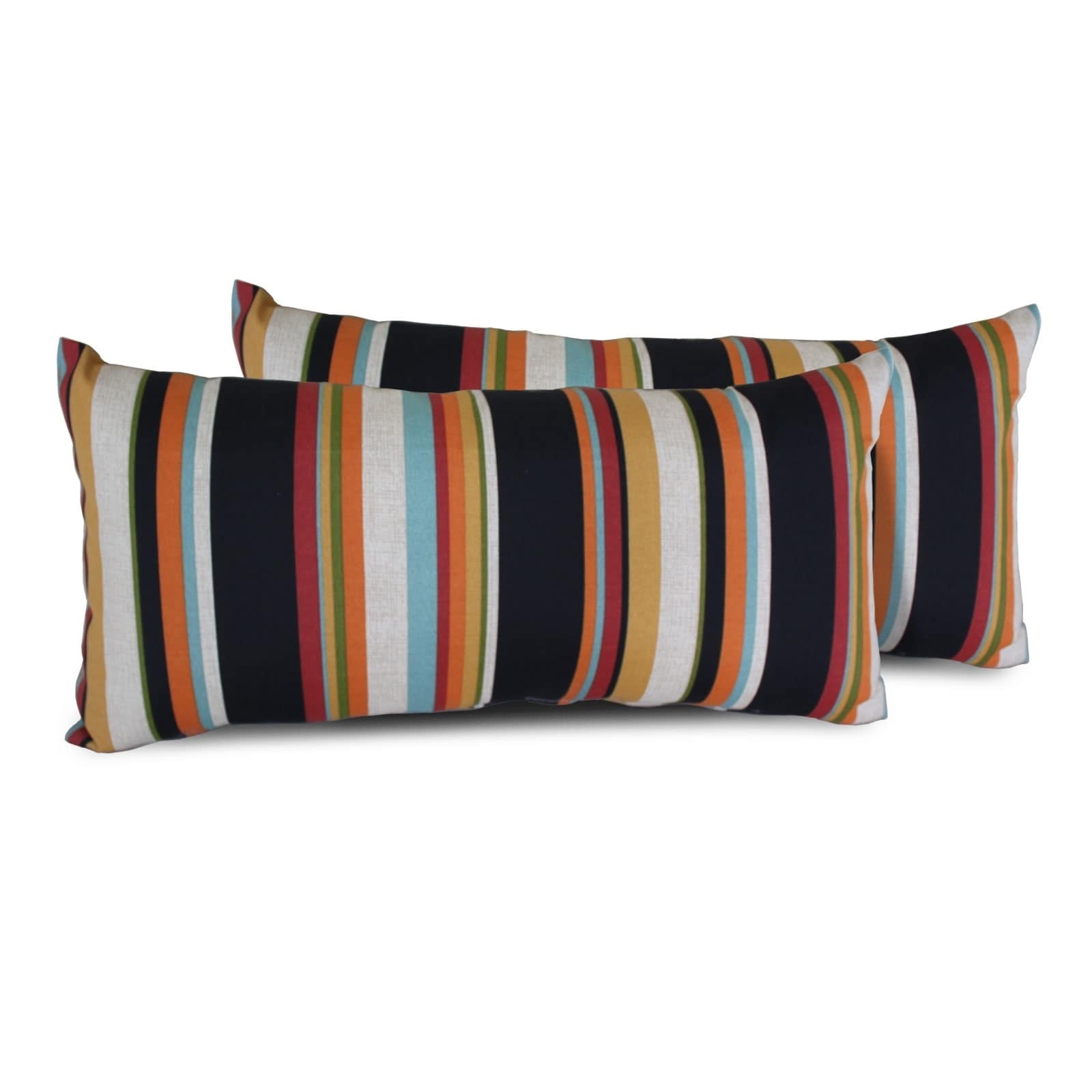 TK Classics Villa Stripe Outdoor Throw Pillows Rectangle Set of 2