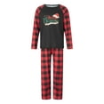 thumbnail image 2 of Elippeo Christmas Family Pajamas Matching Set Letter Santa Hat Print Long Sleeve Tops and Plaid Pants Sleepwear, 2 of 10