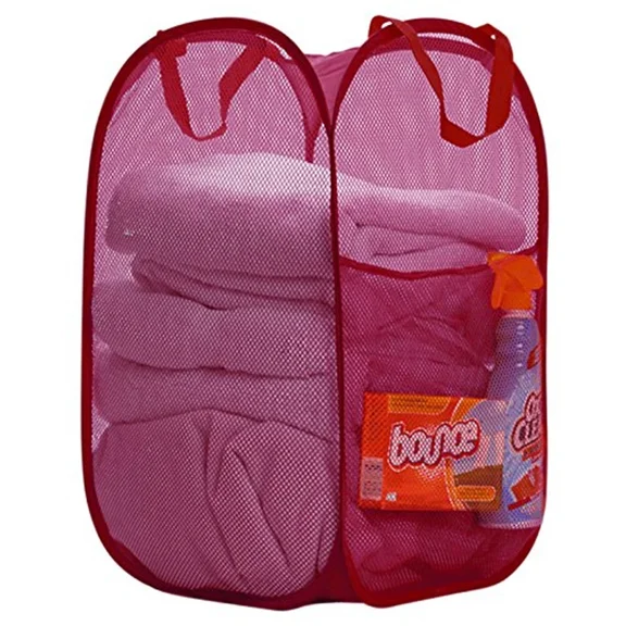 Premium Heavy-Duty Mesh Pop-Up Clothes Laundry Hamper - (14"X14"X24")