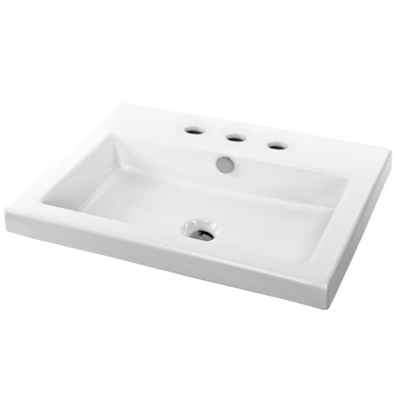 Nameeks Can01011-Three Hole Tecla 23-5/8" Ceramic Wall Mounted / Drop In Bathroom Sink -