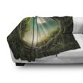 thumbnail image 3 of Forest Soft Flannel Fleece Blanket, Curly Branches Trees in Enchanted Forest Full Moon in Night Sky Illustration, Cozy Plush for Indoor and Outdoor Use, 50" x 60", Cream Green Teal, by Ambesonne, 3 of 6