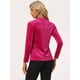 thumbnail image 3 of Blusa casual de manga larga con cuello en V de terciopelo para mujer Rosa Caliente S, 3 of 6