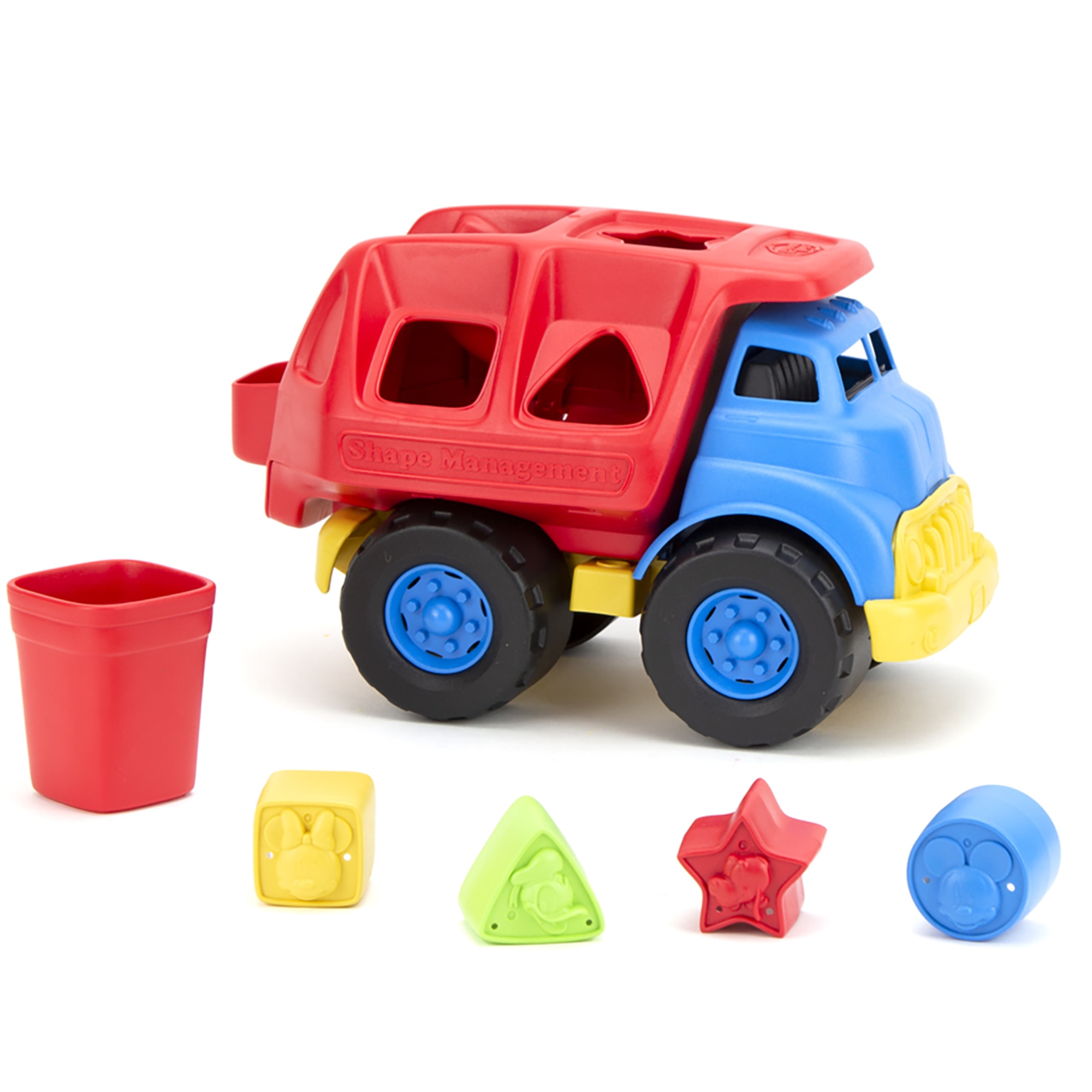Green Toys: Disney Baby - Mickey Mouse & Friends Shape Sorter Truck - 6pc Color & Shape Learning Toy Vehicle, Recycled Plastic, Kids Toddler Ages 6mo+