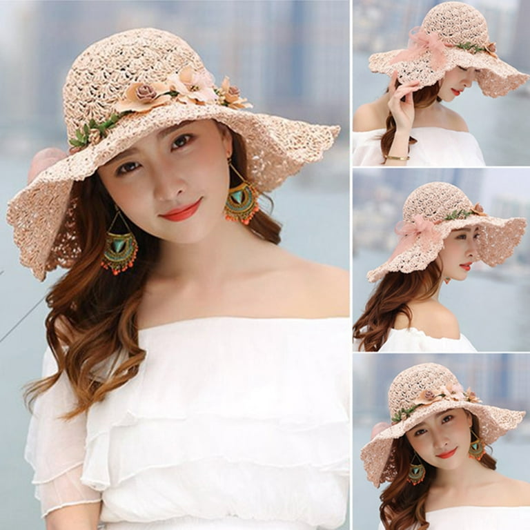 Womens Wide Brim Hats Outdoors Tribe Hats Foldable Sun Hats Packable Sun  Hat for Women Beach Bucket hat Travel Fishing Hat for Summer Party Wedding