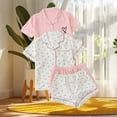 thumbnail image 5 of Tnhcen Women's 2 Piece Summer Cotton Print Pj Set Short Sleeve Button Up Sleepwear Homewear Set S-XL 2PC*2, 5 of 5