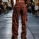 thumbnail image 4 of Pantalones largos para hombre, lisos, informales, con correa elástica, para fitness al aire libre, pantalones cargo, pantalones para hombre, 4 of 5