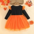 thumbnail image 4 of EnJoCho Toddler Girl Orange Bat Halloween Dress Long Sleeve Tutu Dress for Fall Festivals, Pumpkin & Spoo𝗄y Parties Dress, 4 of 9