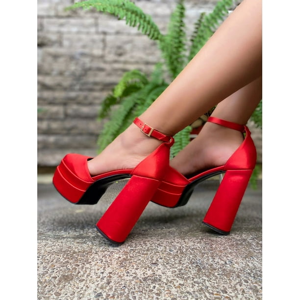 Zapatillas De Tacón Con Doble Plataforma Tipo Versac Bratz Grace Alley Rojo