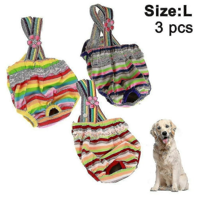 3pcs Pet Dog Cat Physiological Shorts Doggy Kitten Underwear Pants Diapers Strip Design Tighten Strap Sanitary Briefs