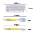 thumbnail image 2 of Sistemas de las bifurcaciones de las cucharas de los utensilios del bebé con el caso seguro del viaje, doblable resistente al calor del apretón fácil, 2 of 5