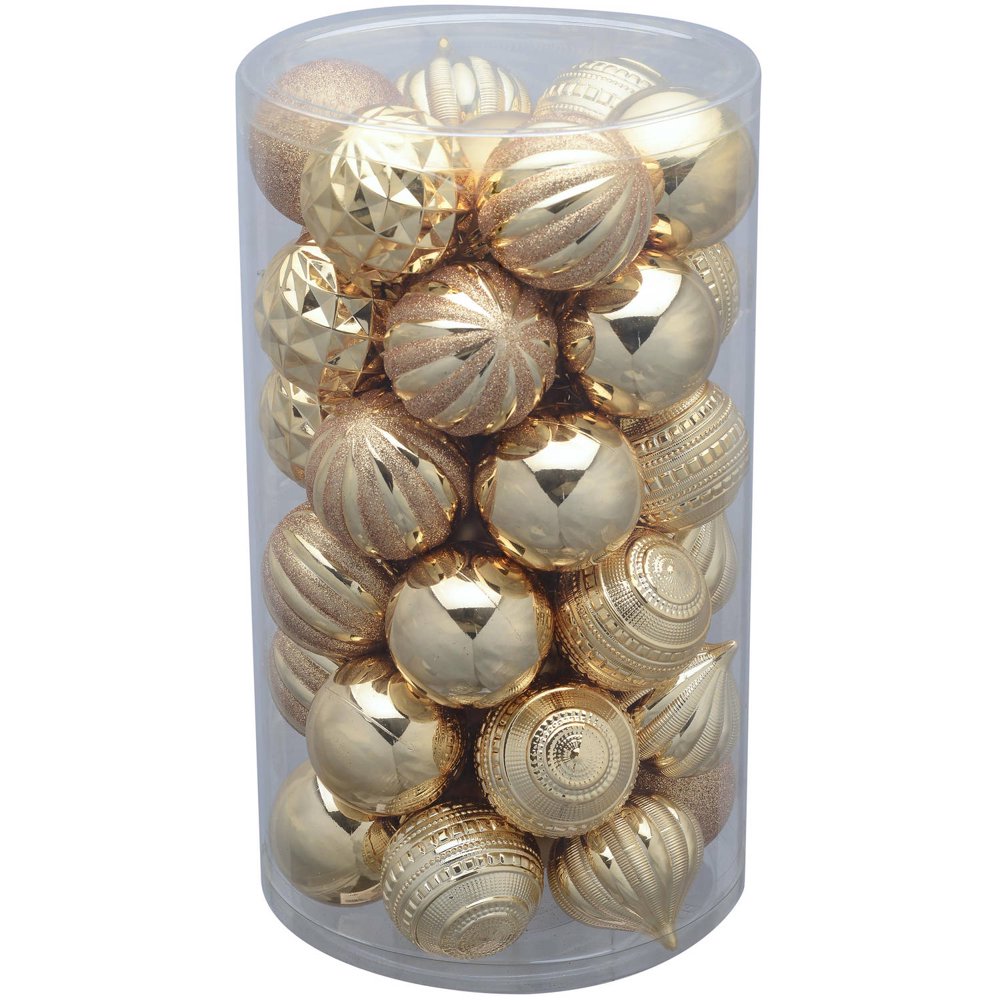 Holiday Time 41Pack Gold Matte Glitter Ornaments