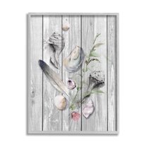 Stupell Feather & Seashells Collection Dock Landscape Painting Gray Framed Art Print Wall Art
