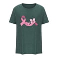 thumbnail image 4 of IROINNID Deals Breast Cancer T-Shirt for Women Pink Ribbon Casual Summer Loose Print Round-Neck T-Shirt Short Sleeve Blouse,Green, 4 of 5
