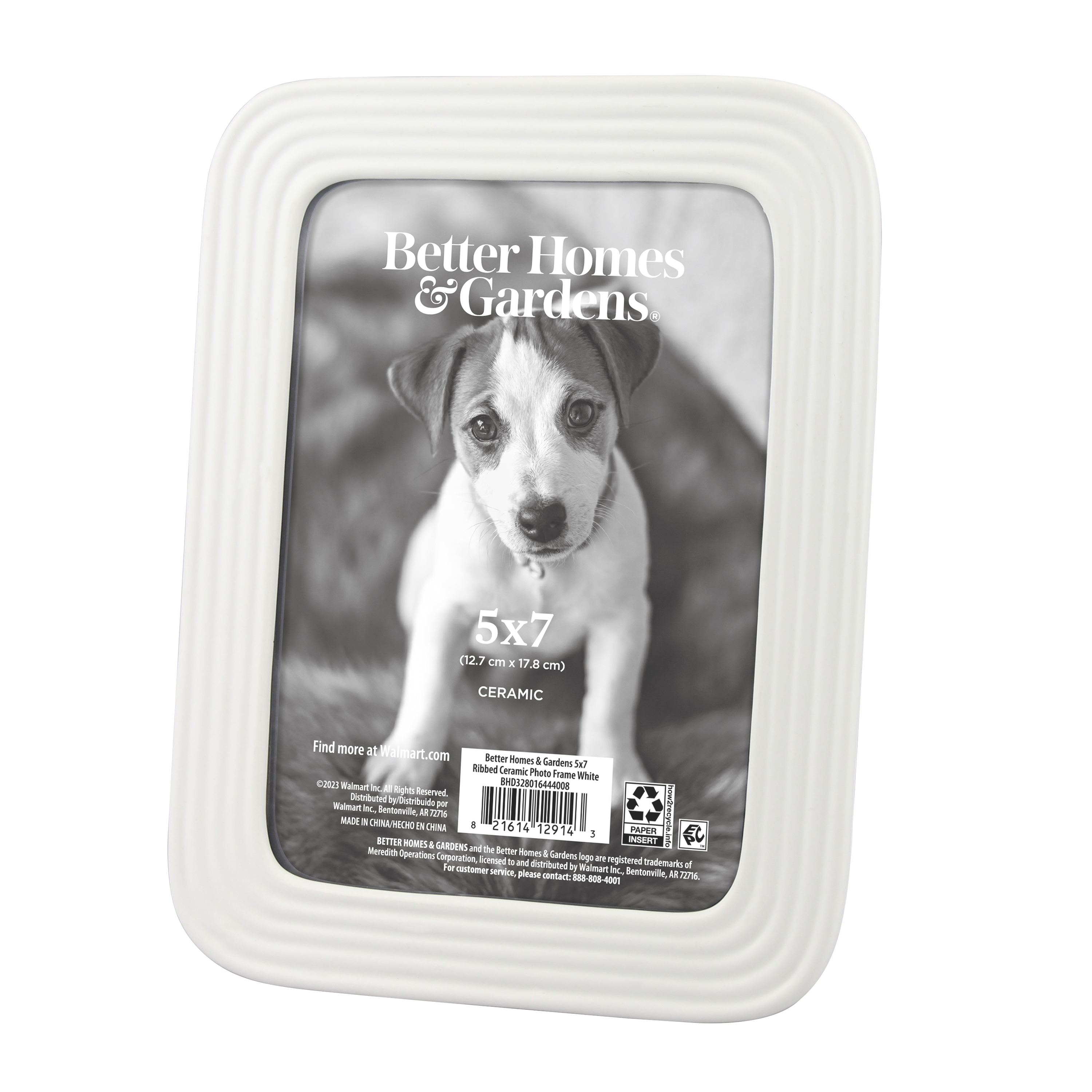 Better Homes & Gardens 5x7 Ceramic Tabletop Picture Frame, White