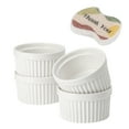 thumbnail image 5 of DOWAN 10Oz Big Porcelain Ramekins Set of 4, White Ceramic Baking Bowls, Ramekins Dishes for Desserts Ice Cream Creme Brulee, Appetizer &Dip Bowls, Stackable with Free Sponge, 5 of 6