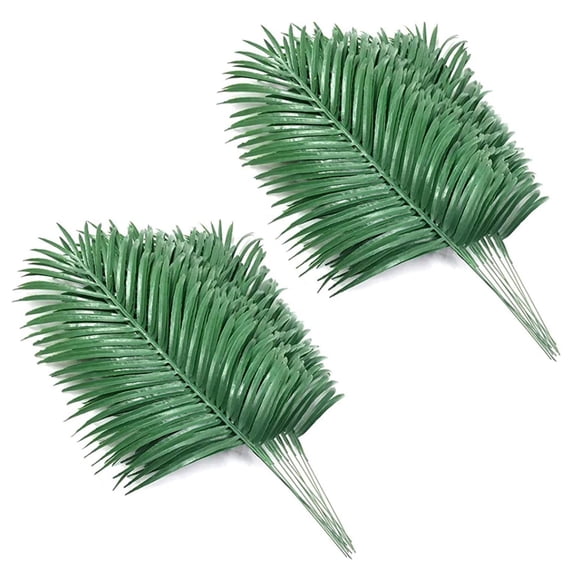 24Pcs Artificial Palm Leaves Plants Faux Palm Fronds Tropical Large Palm Leaves Greenery Plant for Leaves Hawaiian Party,24 x Artificial Palm Leaves,green