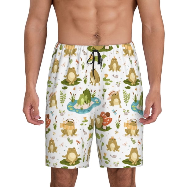 Fotbe Cute Frog Pantalones Cortos de Pijama para Hombre, Ropa de Dormir, Pantalones de Pijama Cortos para Hombre-3X-Large