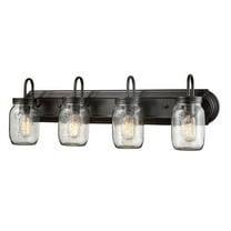 Vintage Clear Glass Jar Wall Sconces 4-Light Bathroom Vanity Lighting Fixture