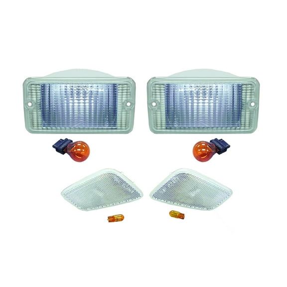 Crown Automotive RT28015 Parking And Side Marker Kit; Incl. 2 Clear Parking Lamps; 2 Clear Sidemarker Lamps; 4 Amber Bulbs; Superseded By PN [RT28015];
