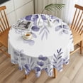 thumbnail image 3 of Purple Eucalyptus Leaves Round Tablecloth 54 inches Spring Summer Botanical Waterproof Oil-Proof Table Cloth Round Table Cover for Holiday Party Picnic Dinner Decor Indoor and Outdoor Use, 3 of 9