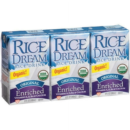 Rice Dream Organic Original Enriched Rice Drink, 3 count, 8 fl oz, (Pack of 9)